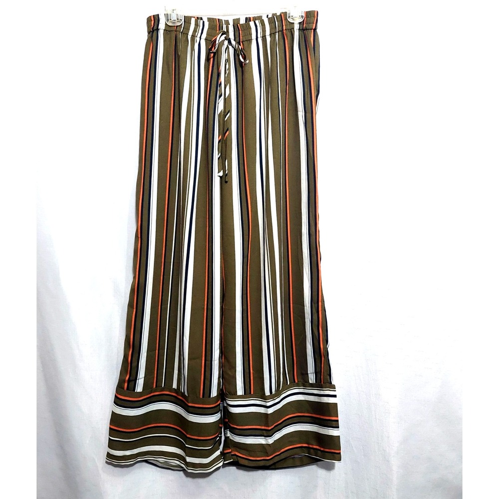 Umgee Womens Large Cropped Pallazo Pants Lightweight High Rise Elastic Waist